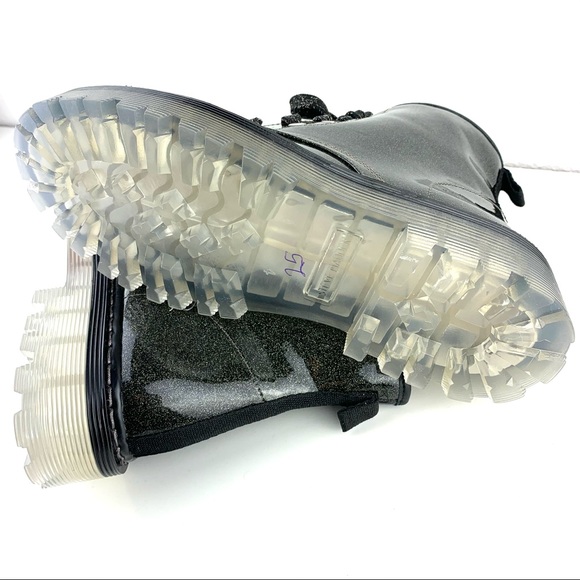 NEW RARE Steve Madden glitter combat boots shoes 4 Y2k doc martens style - Picture 5 of 5